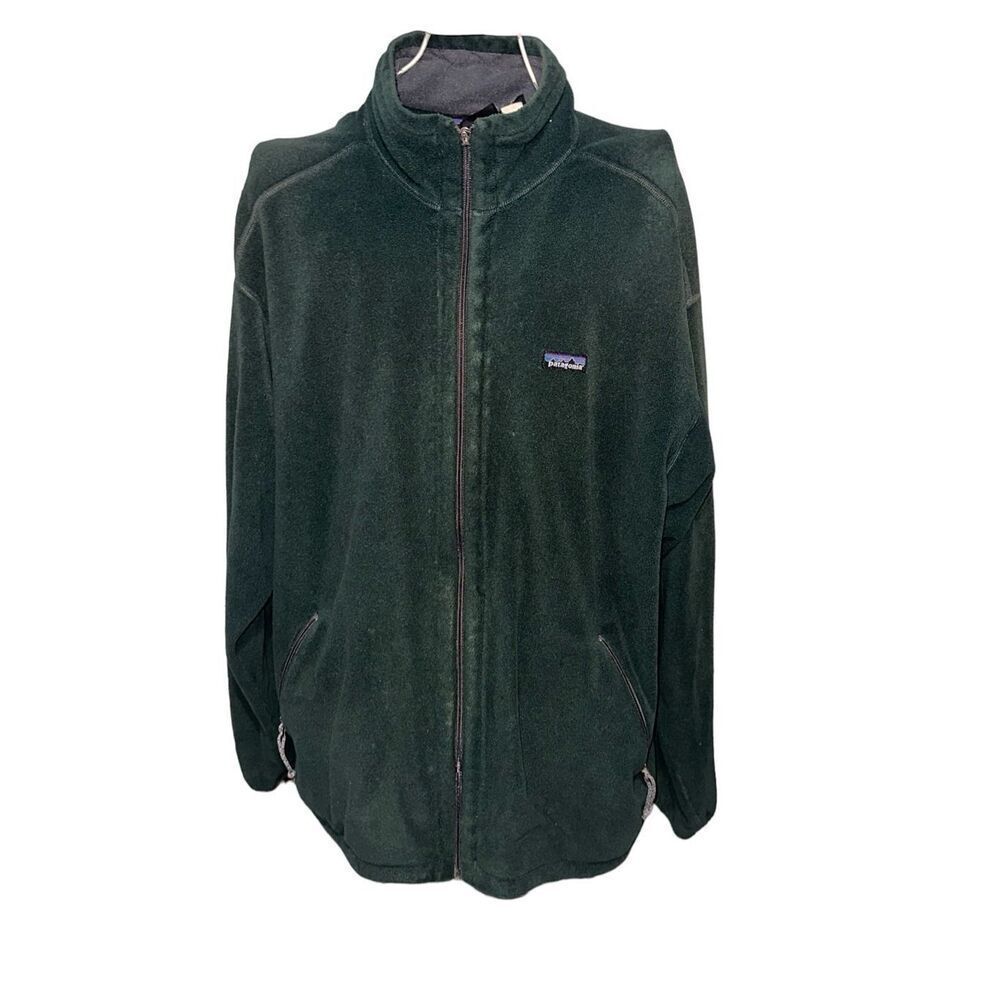 RARE VINTAGE 1999 Patagonia Jacket Men XL Fleece Full Zip Up Green Made in USA - Picture 1 of 16